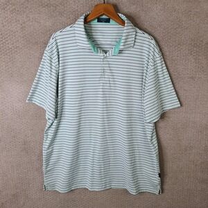 Coast Shirt Mens 2XL White Striped Polo Slipknot Polyester Spandex Casual Golf